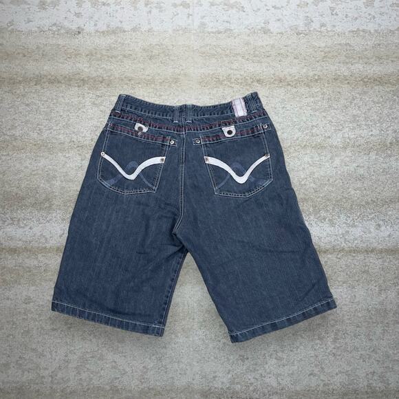 Vintage Skater Wide Leg Jean Shorts Smoke Grey Wash Baggy Denim Rap Style Y2K